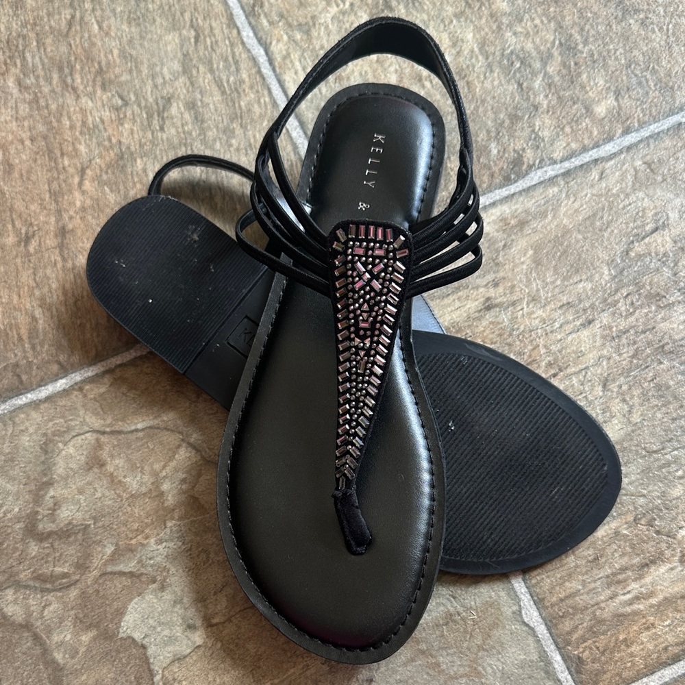 Kelly & Katie Black Sandals with Sparkling Accents - Picture 5 of 5